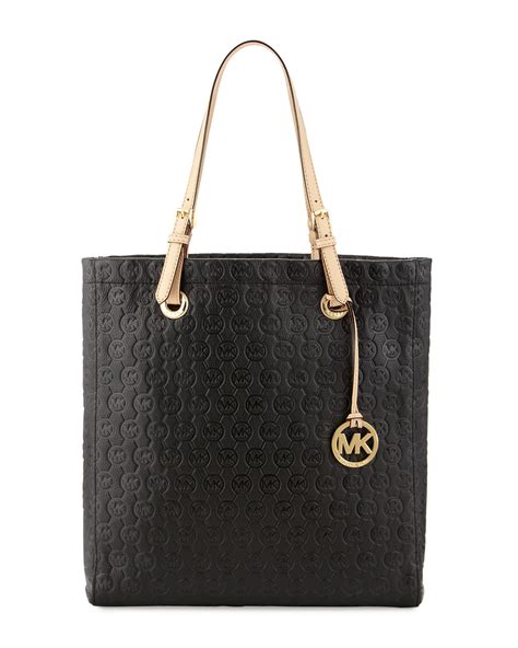 michael kors black monogram satchel|Michael Kors monogram tote bag.